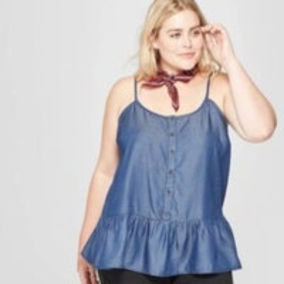 Universal Thread Chambray Spaghetti Strap Tank Top - Picture 2 of 10